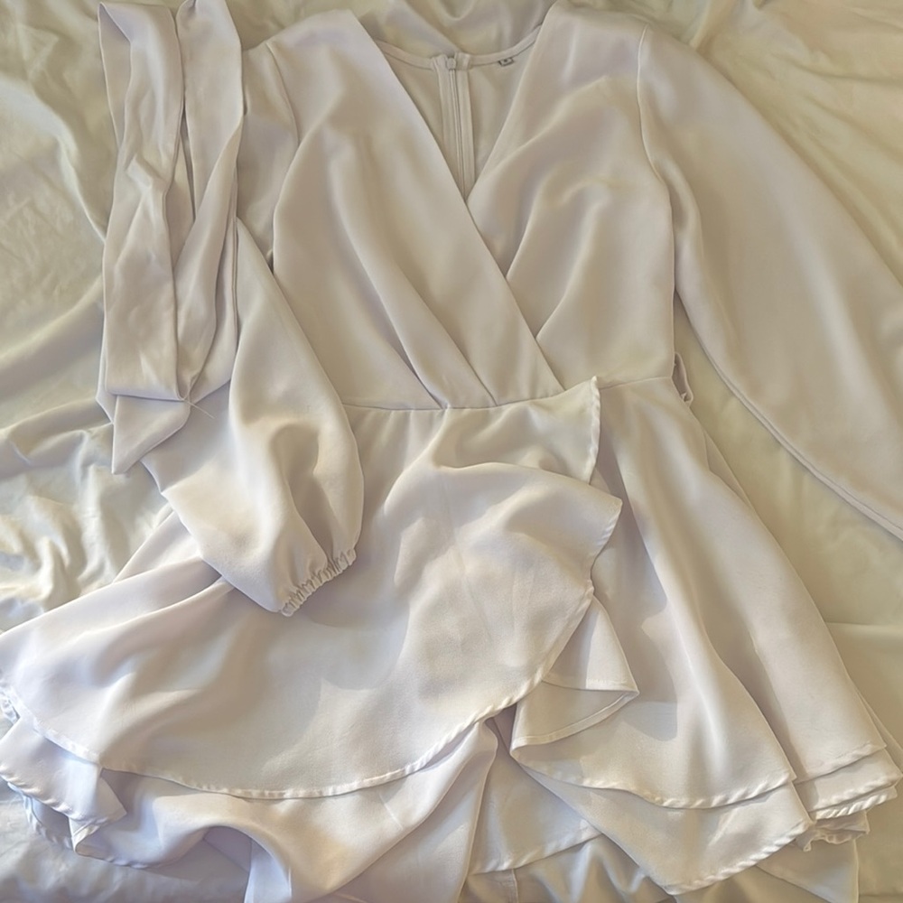 Elegant Cream Wrap Dress